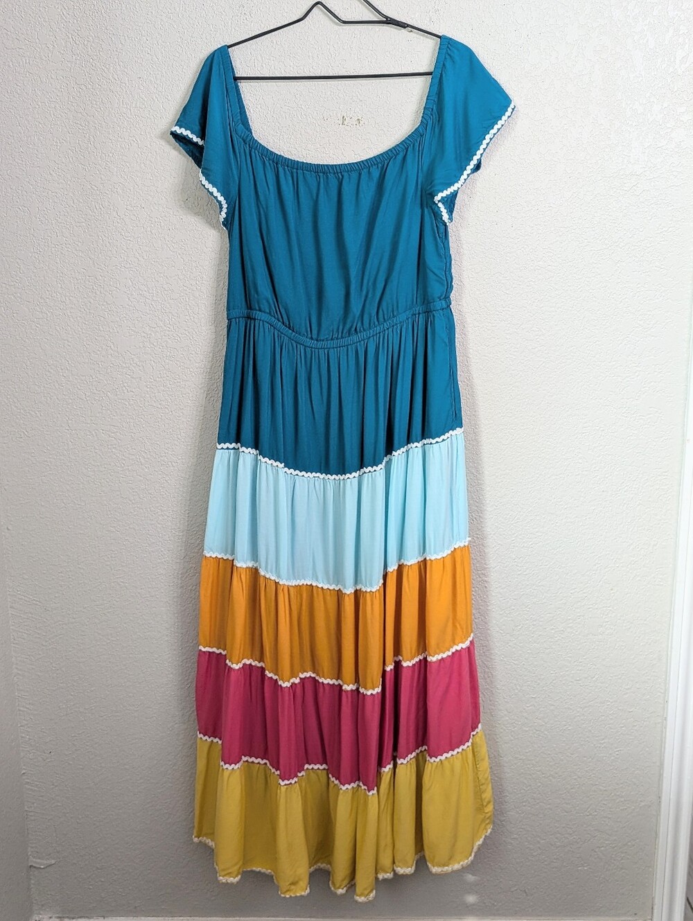 Lane Bryant Off The Shoulder Colorblock Maxi Dress Size 14-16 Summer Casual
